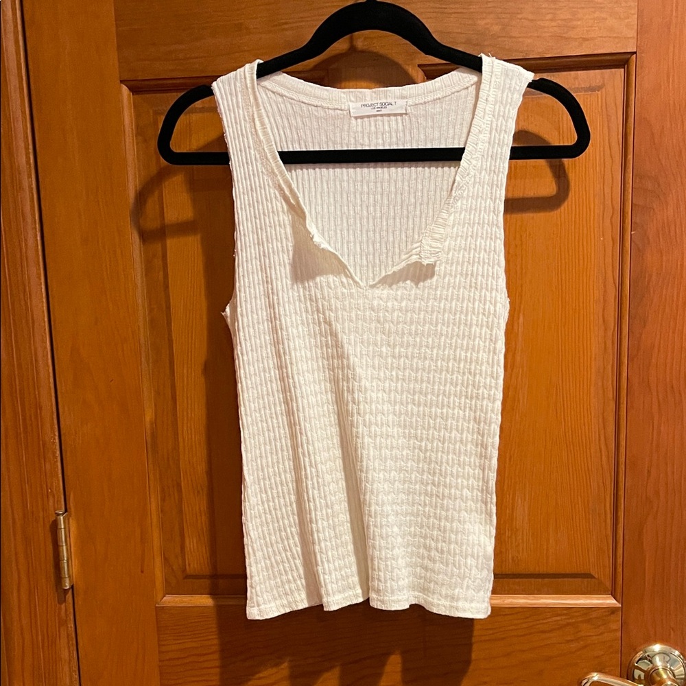 Project Social T Off-White Textured Knit Top